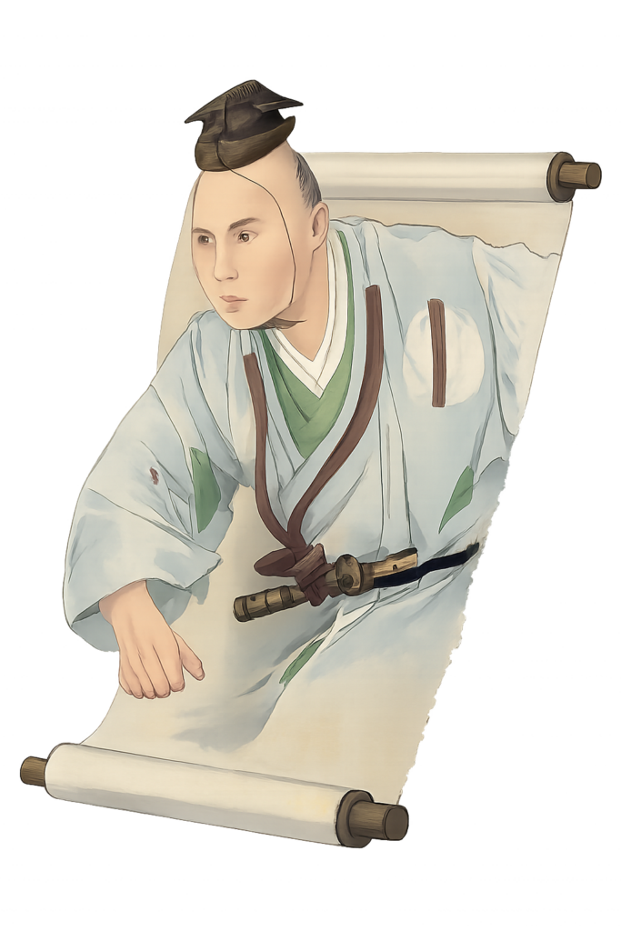 掛け軸から抜け出す渡辺崋山