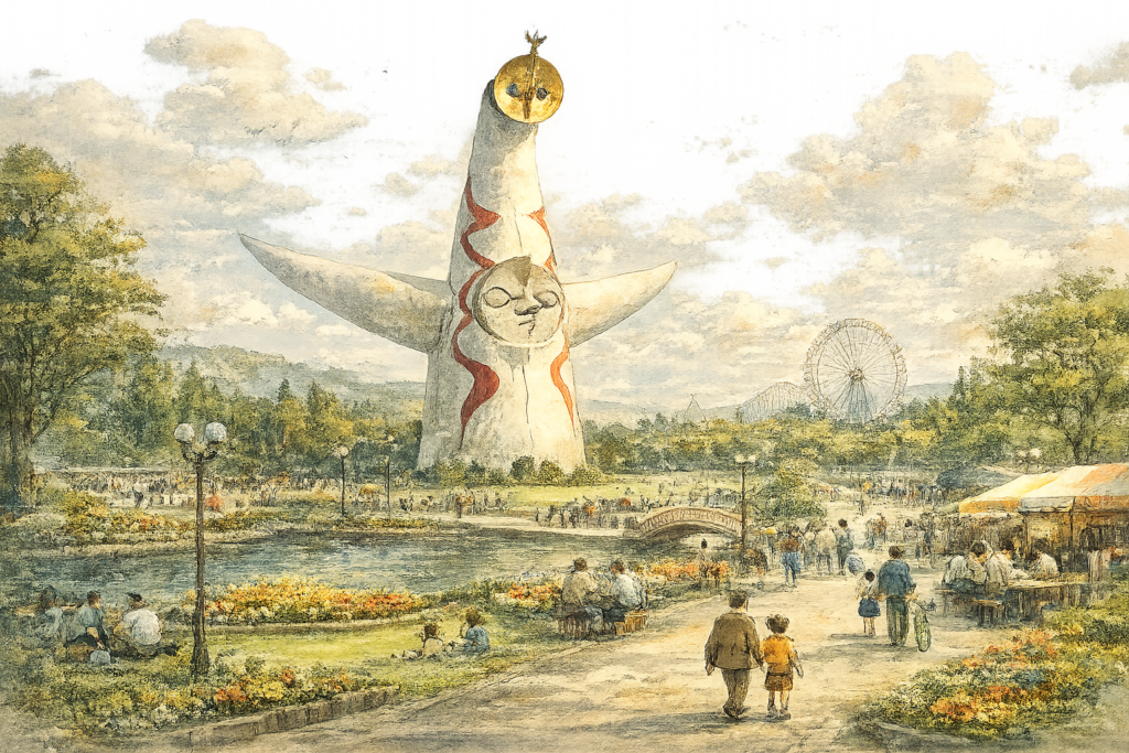 昭和 万博公園 太陽の塔 イラスト