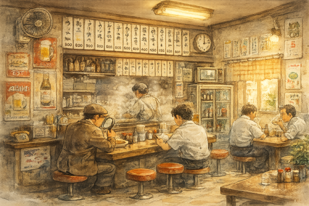 唱和　食堂　赤丸食堂　大阪　弁天町　イラスト