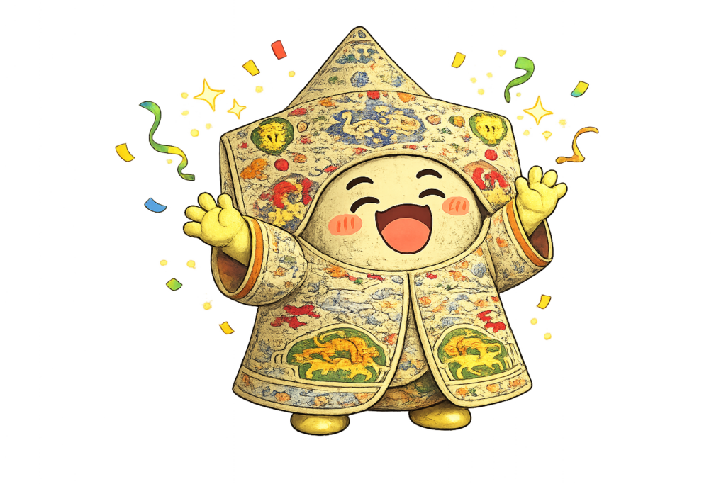 喜んでいる「鳥獣文様綴織陣羽織」の気配