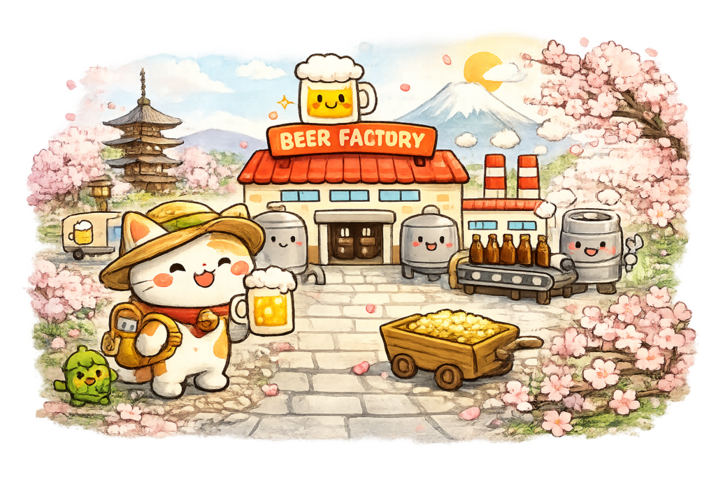 猫, 旅する猫, ビール工場, ゆるキャラ