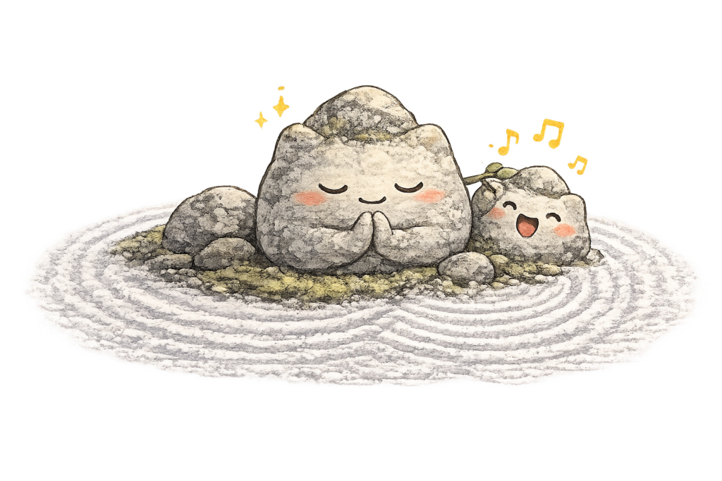 石庭, 龍安寺, 京都, 禅庭, 枯山水, 瞑想石, 歌う石, Zenガーデン, 石キャラクター