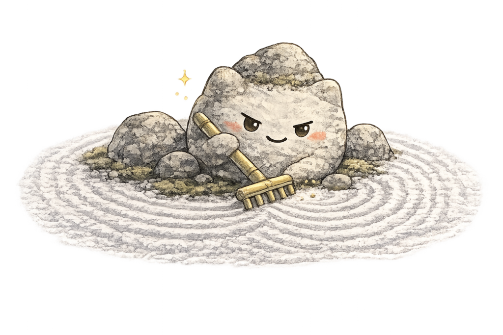 石庭, 龍安寺, 京都, 枯山水, 禅庭, 砂紋, 熊手, 石キャラクター, Zenガーデン