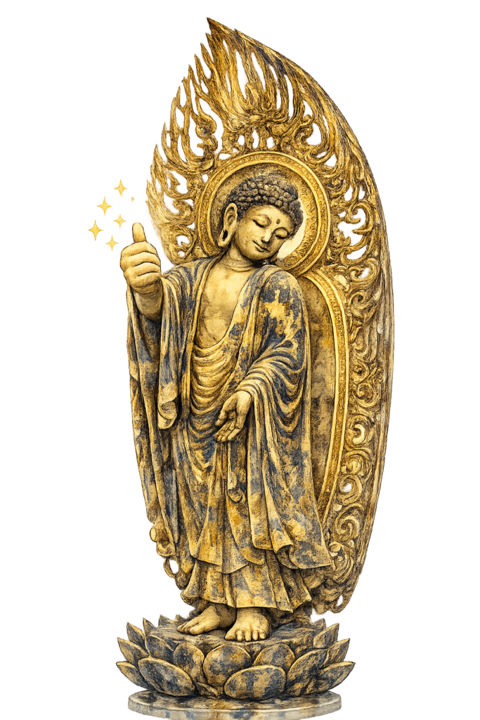 永観堂 阿弥陀 仏像 いいね 見返り 金箔 仏教 京都 イラスト