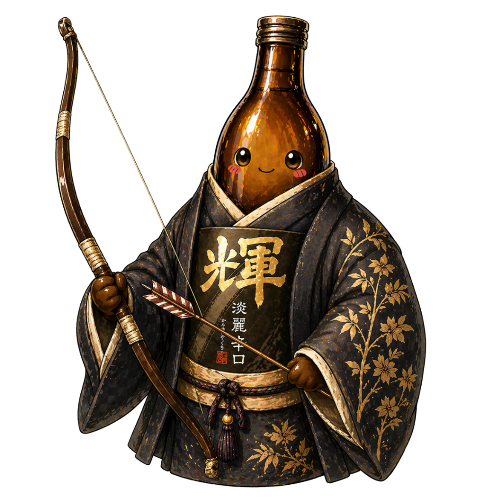 日本酒 酒 ボトル 弓 武士 着物 和風 京都 キャラクター イラスト