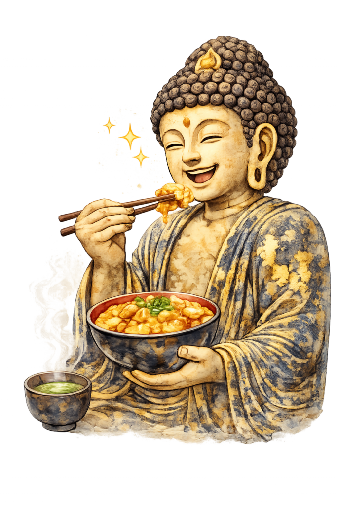 阿弥陀 親子丼 食事 和食 京都 仏像 グルメ イラスト