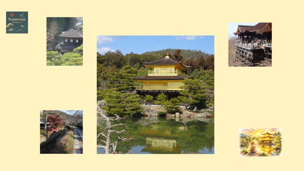 kyoto travel kinkakuji kiyomizudera ginkakuji philosophers path temples japan scenery garden walking quiet atmosphere collage