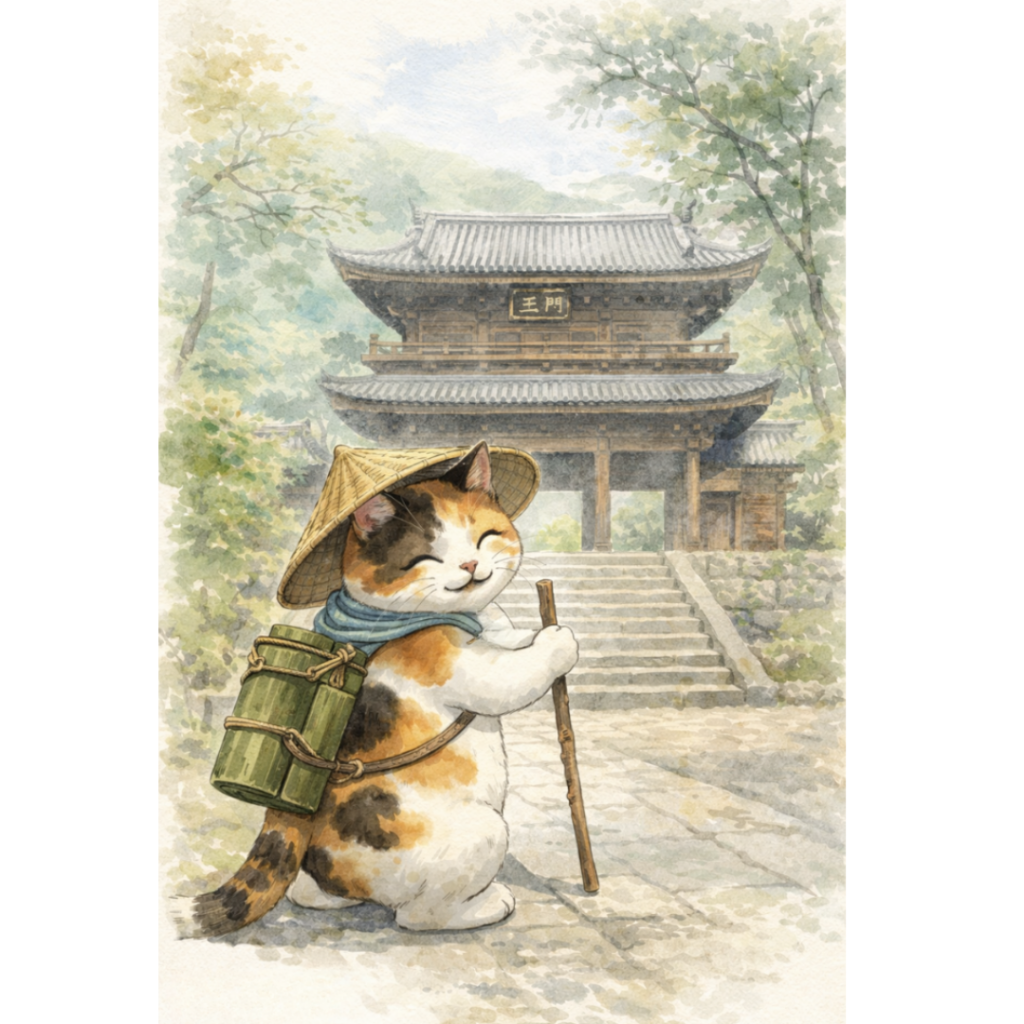 南禅寺 猫 旅 京都 水彩 寺 観光 和風