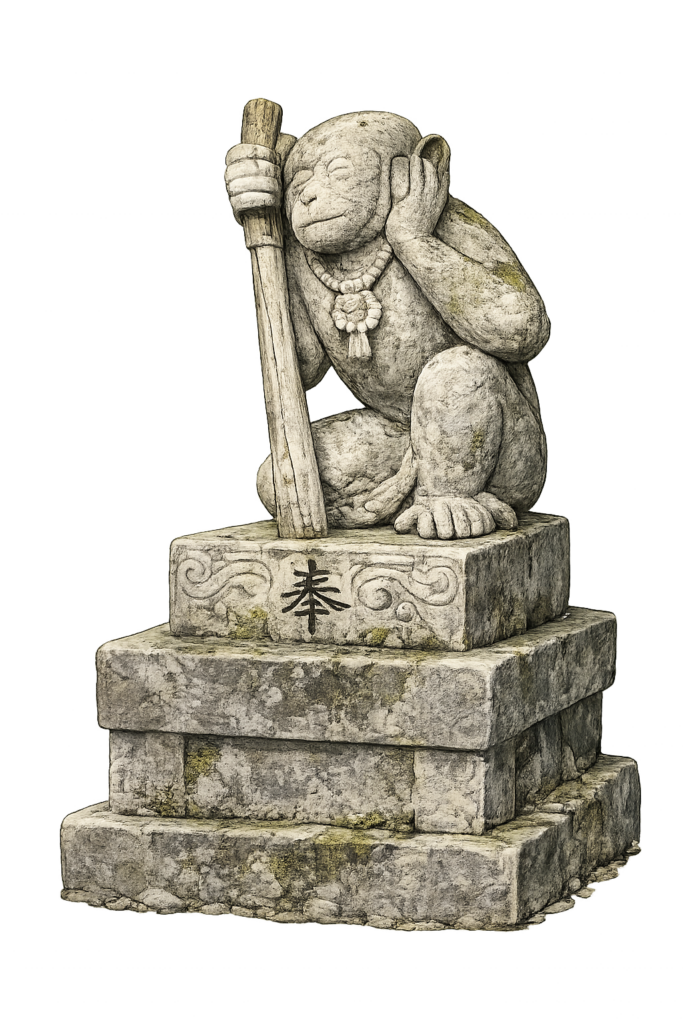 猿 狛猿 神社 石像 京都 哲学の道 動物 守り神 イラスト 無料