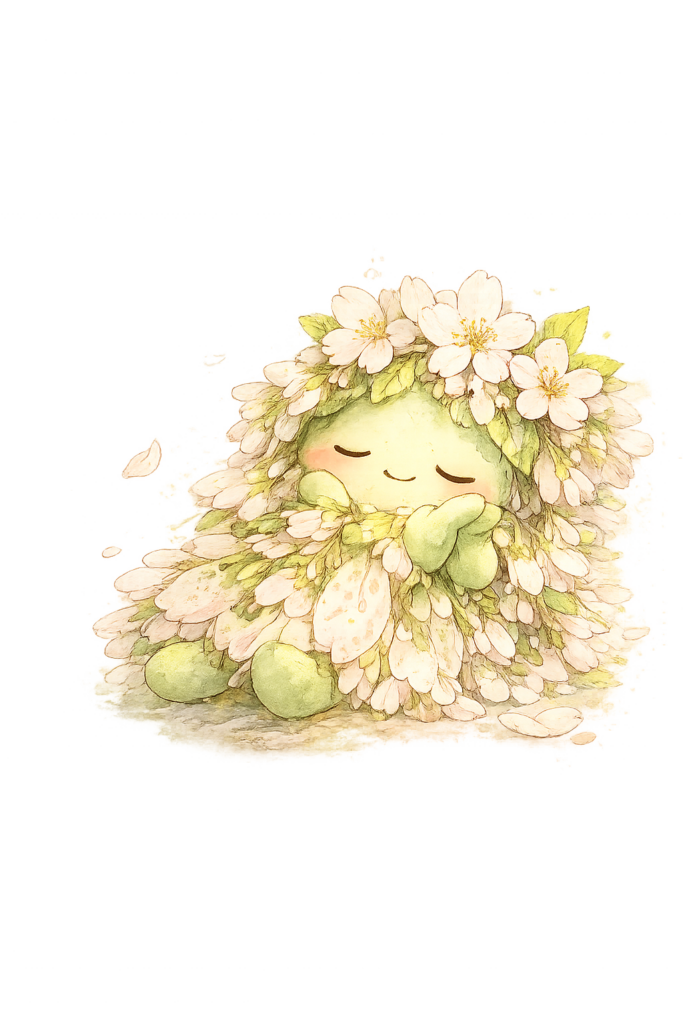 葉桜 休む 寝る 桜 キャラクター かわいい 春 リラックス ゆるキャラ