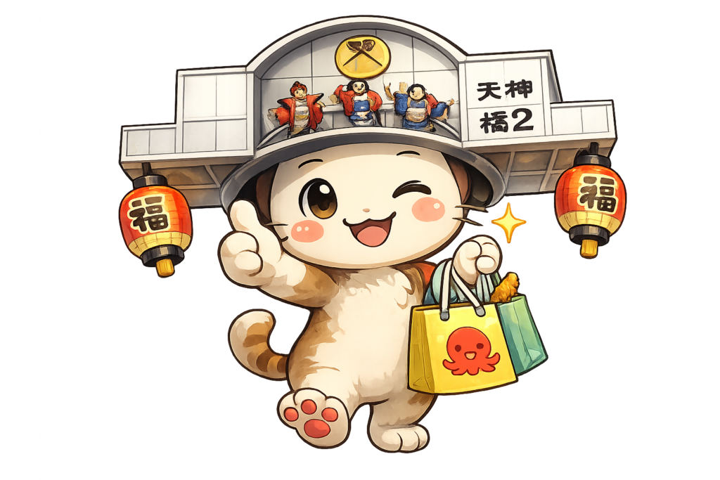 大阪環状線天満 天神橋筋商店街 いいねポーズ 商店街キャラクター 観光 無料イラスト