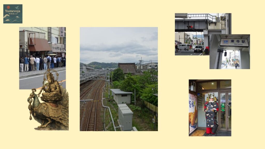 三十三間堂から東寺へ向かう途中の京都の町並みと近鉄東寺駅周辺の風景